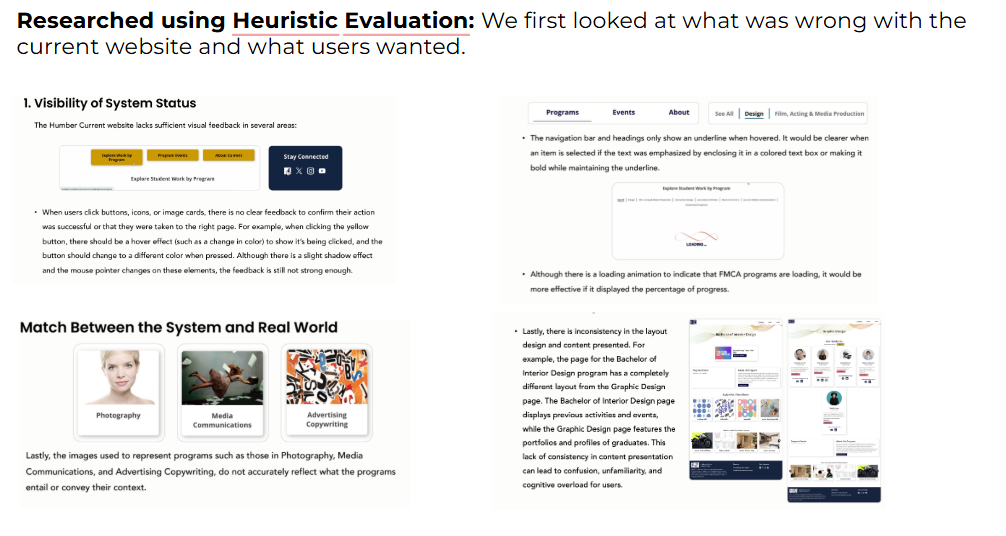 A research section for the Humber Current website, showcasing insights and analysis gathered during the design process.