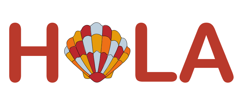 he Hola Restaurant logo features a modern and inviting design with a tropical-inspired aesthetic. The word 'HOLA' is displayed in bold, stylish typography, incorporating warm colors that reflect the restaurant’s vibrant and coastal theme. 