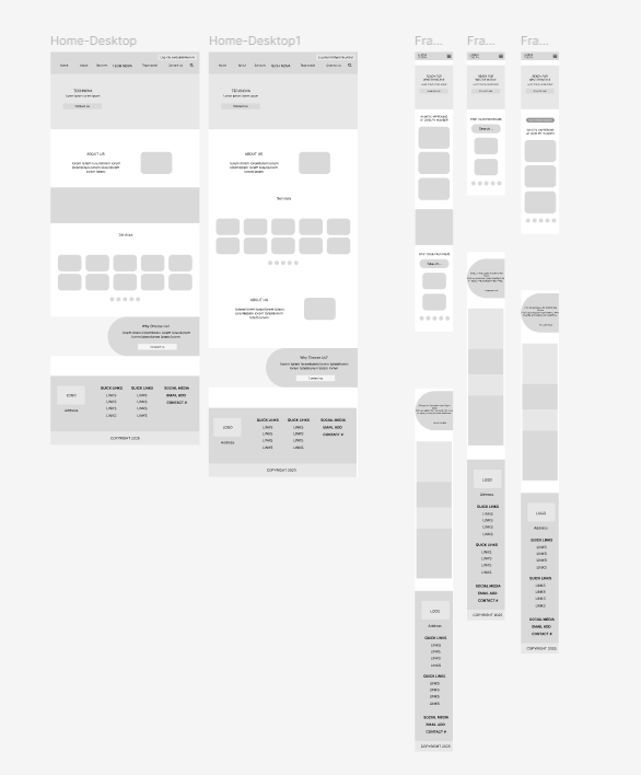 A low-fidelity wireframe of the TechNova website, displaying the foundational layout and structure without detailed design elements. The grayscale mockup outlines key sections such as the header, navigation menu, content blocks, and call-to-action buttons. 