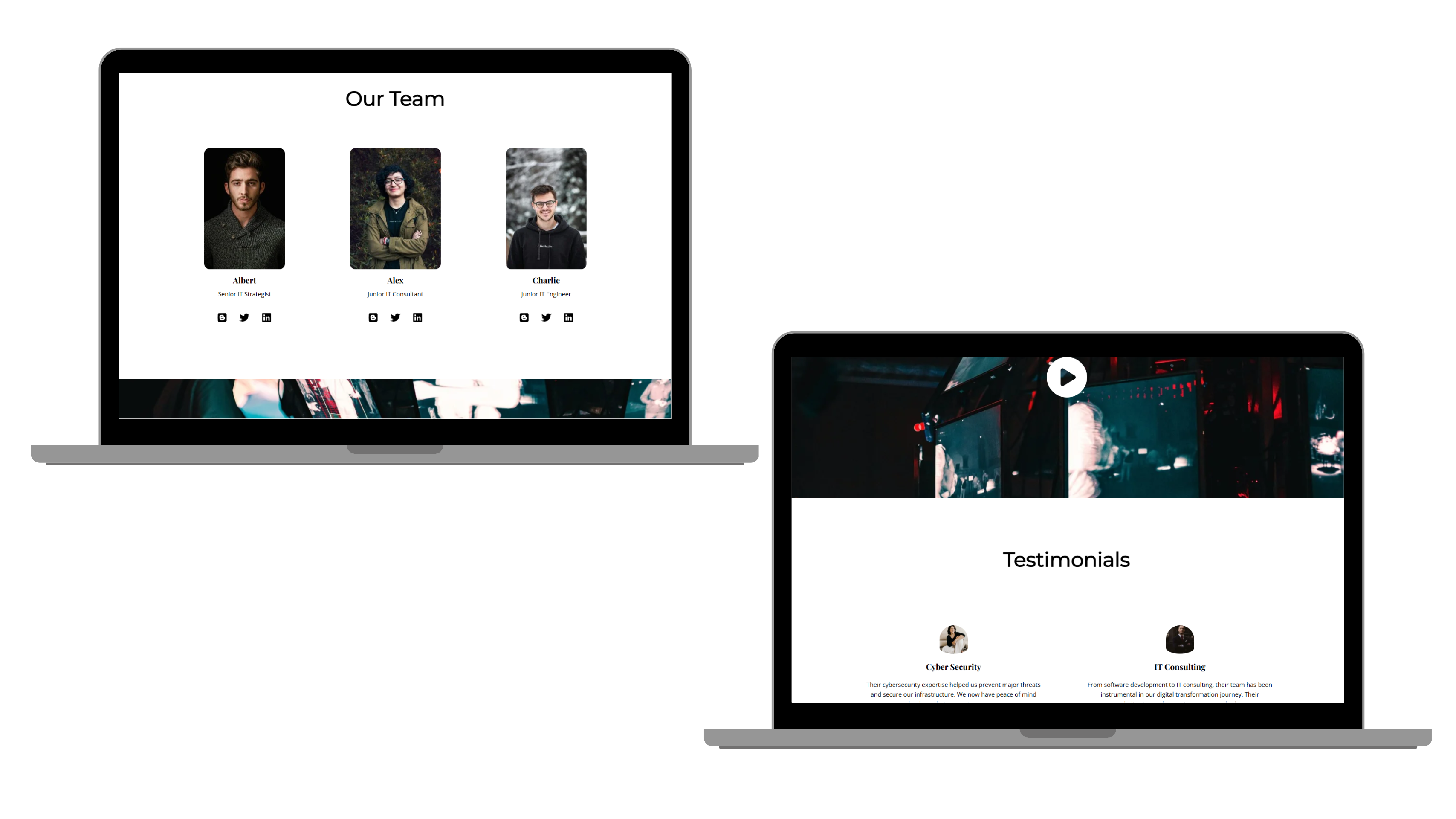 A high-fidelity laptop mockup showcasing the TechNova website with a cutting-edge and professional design. 